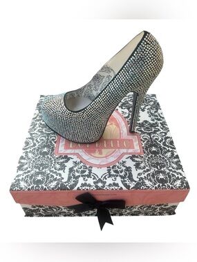 Bordello Teeze-06R Iridescent Rhinestone Platform High Heels Size 6 NIB